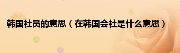 韩国社员的意思（在韩国会社是什么意思）