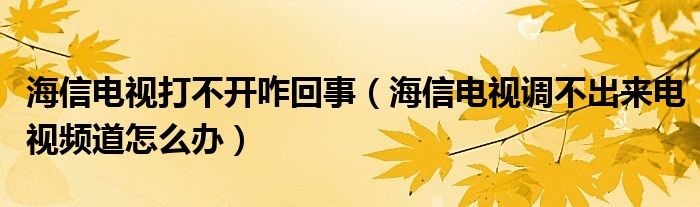 海信电视打不开咋回事（海信电视调不出来电视频道怎么办）