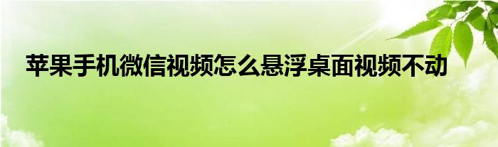 苹果手机微信视频怎么悬浮桌面视频不动