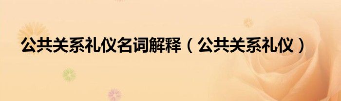 公共关系礼仪名词解释（公共关系礼仪）