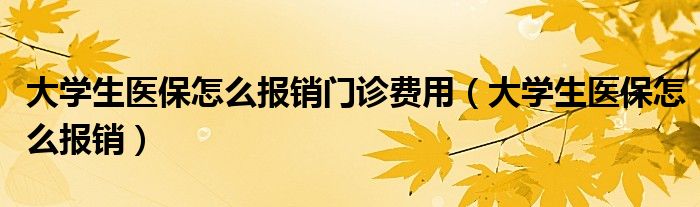 大学生医保怎么报销门诊费用（大学生医保怎么报销）