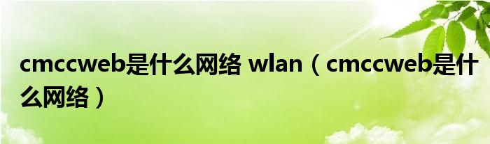 cmccweb是什么网络 wlan（cmccweb是什么网络）