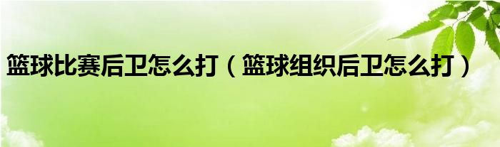 篮球比赛后卫怎么打（篮球组织后卫怎么打）