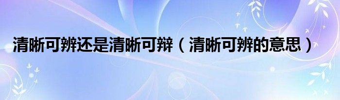 清晰可辨还是清晰可辩（清晰可辨的意思）