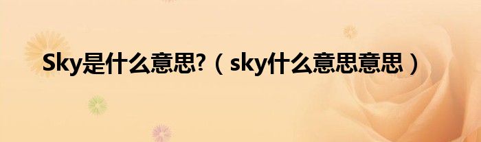 Sky是什么意思?（sky什么意思意思）