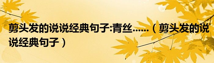 剪头发的说说经典句子:青丝......（剪头发的说说经典句子）