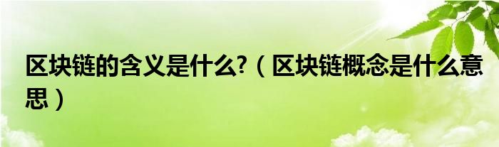 区块链的含义是什么?（区块链概念是什么意思）