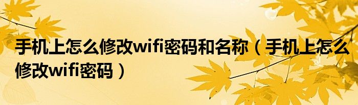 手机上怎么修改wifi密码和名称（手机上怎么修改wifi密码）