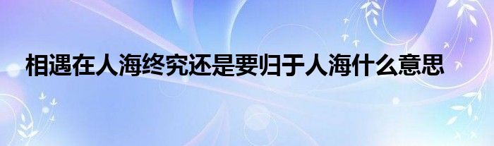 相遇在人海终究还是要归于人海什么意思