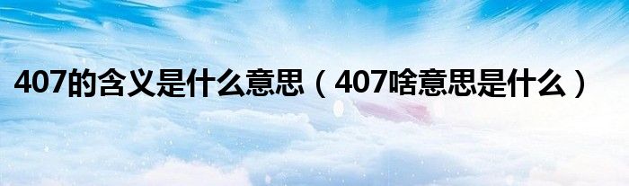 407的含义是什么意思（407啥意思是什么）