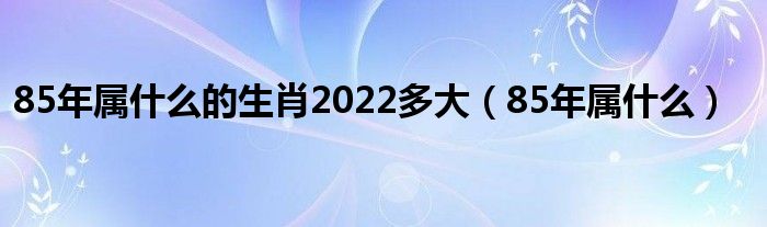 85年属什么的生肖2022多大（85年属什么）