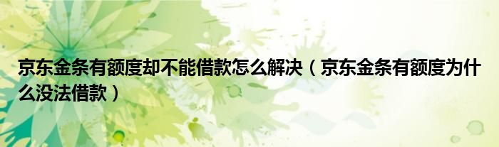 京东金条有额度却不能借款怎么解决（京东金条有额度为什么没法借款）