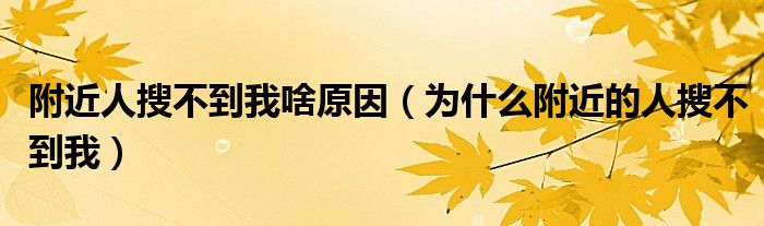 附近人搜不到我啥原因（为什么附近的人搜不到我）