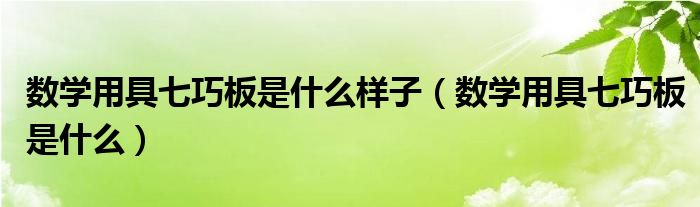 数学用具七巧板是什么样子（数学用具七巧板是什么）