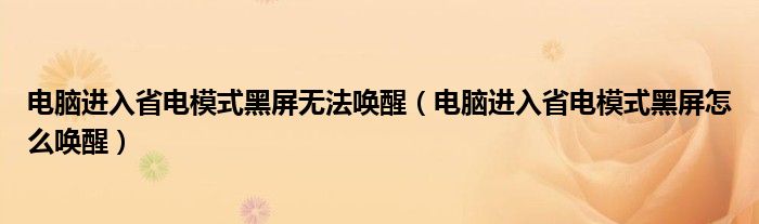 电脑进入省电模式黑屏无法唤醒（电脑进入省电模式黑屏怎么唤醒）