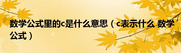 数学公式里的c是什么意思（c表示什么 数学公式）