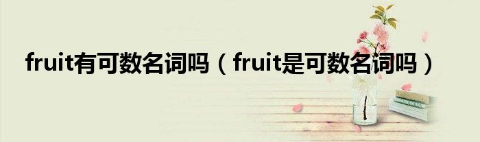 fruit有可数名词吗（fruit是可数名词吗）