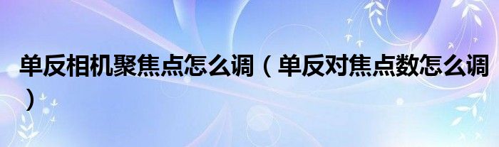 单反相机聚焦点怎么调（单反对焦点数怎么调）