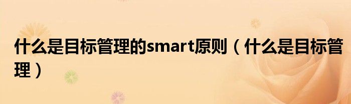 什么是目标管理的smart原则（什么是目标管理）