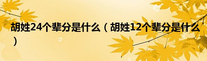 胡姓24个辈分是什么（胡姓12个辈分是什么）