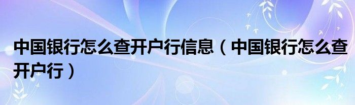 中国银行怎么查开户行信息（中国银行怎么查开户行）