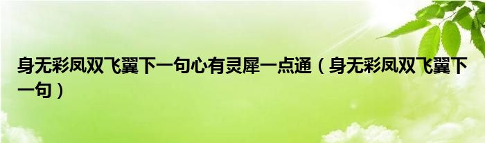 身无彩凤双飞翼下一句心有灵犀一点通（身无彩凤双飞翼下一句）