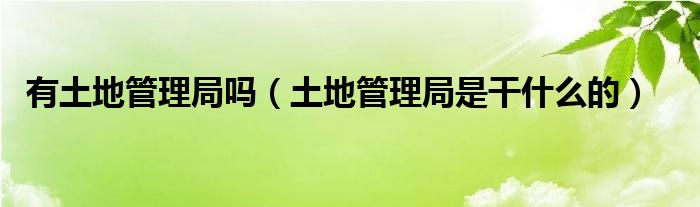 有土地管理局吗（土地管理局是干什么的）