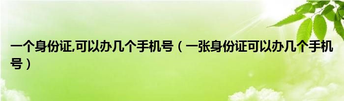 一个身份证,可以办几个手机号（一张身份证可以办几个手机号）