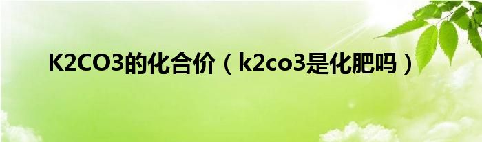 K2CO3的化合价（k2co3是化肥吗）