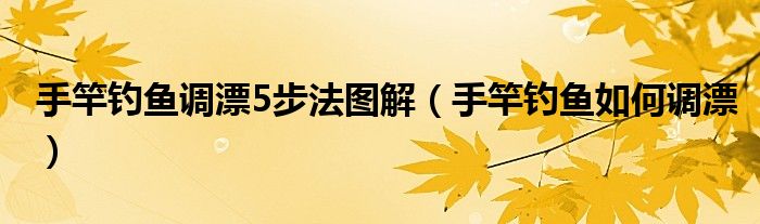 手竿钓鱼调漂5步法图解（手竿钓鱼如何调漂）