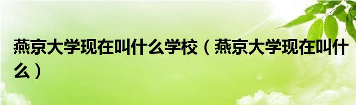 燕京大学现在叫什么学校（燕京大学现在叫什么）