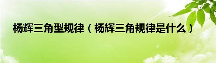 杨辉三角型规律（杨辉三角规律是什么）