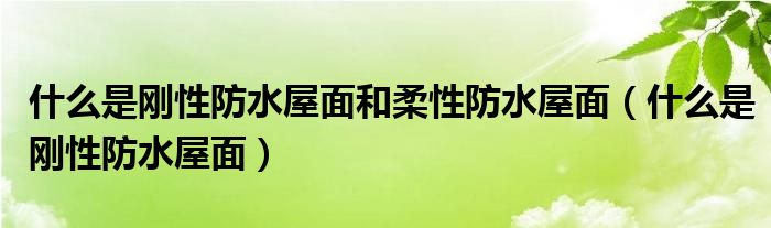 什么是刚性防水屋面和柔性防水屋面（什么是刚性防水屋面）