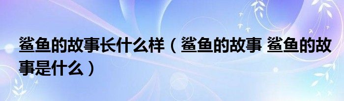 鲨鱼的故事长什么样（鲨鱼的故事 鲨鱼的故事是什么）