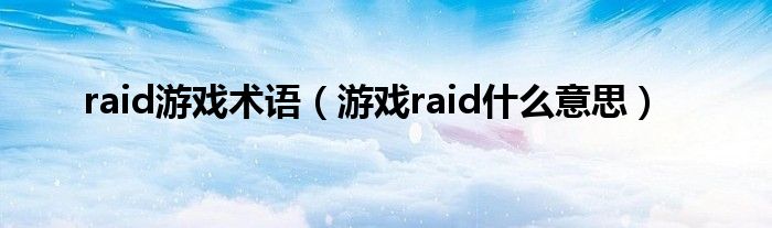 raid游戏术语（游戏raid什么意思）