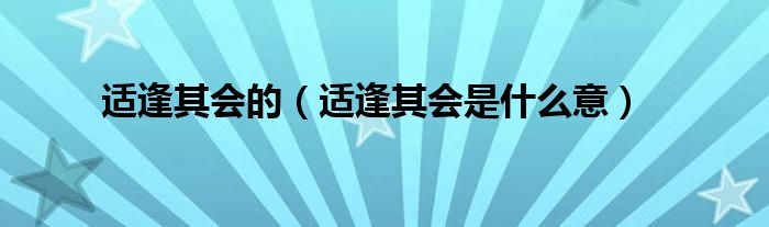 适逢其会的（适逢其会是什么意）