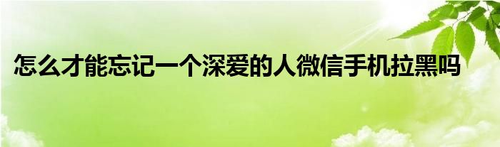 怎么才能忘记一个深爱的人微信手机拉黑吗