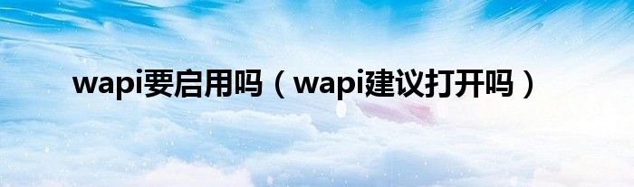 wapi要启用吗（wapi建议打开吗）