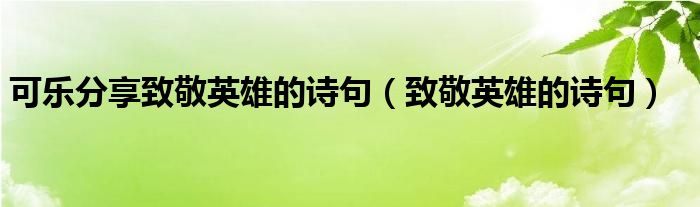 可乐分享致敬英雄的诗句（致敬英雄的诗句）