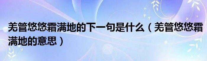 羌管悠悠霜满地的下一句是什么（羌管悠悠霜满地的意思）