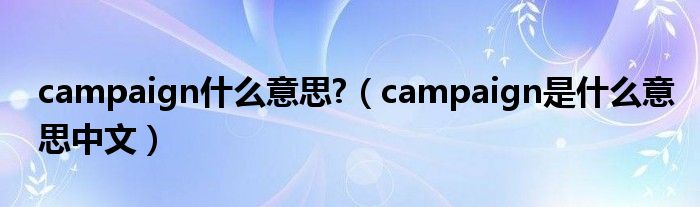 campaign什么意思?（campaign是什么意思中文）