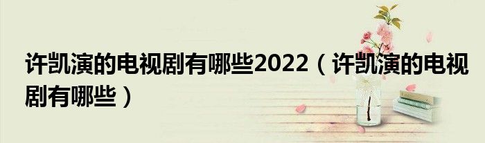 许凯演的电视剧有哪些2022（许凯演的电视剧有哪些）