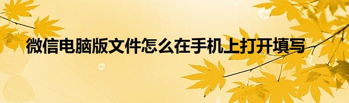 微信电脑版文件怎么在手机上打开填写