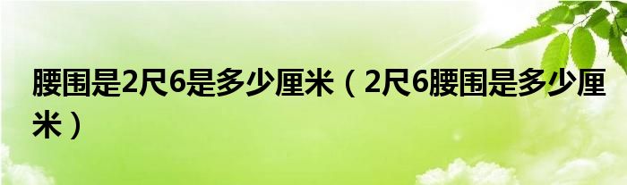 腰围是2尺6是多少厘米（2尺6腰围是多少厘米）