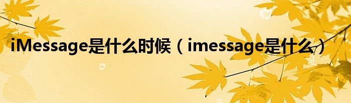 iMessage是什么时候（imessage是什么）