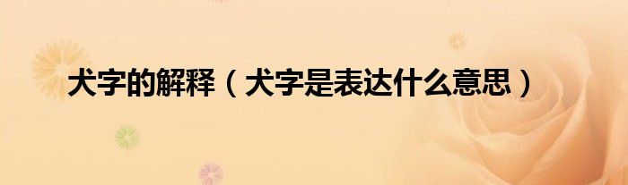 犬字的解释（犬字是表达什么意思）