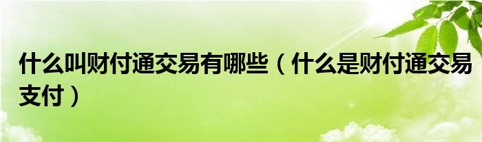 什么叫财付通交易有哪些（什么是财付通交易支付）