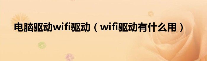 电脑驱动wifi驱动（wifi驱动有什么用）