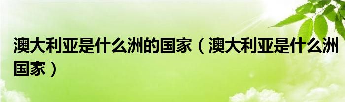 澳大利亚是什么洲的国家（澳大利亚是什么洲国家）