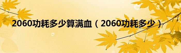 2060功耗多少算满血（2060功耗多少）